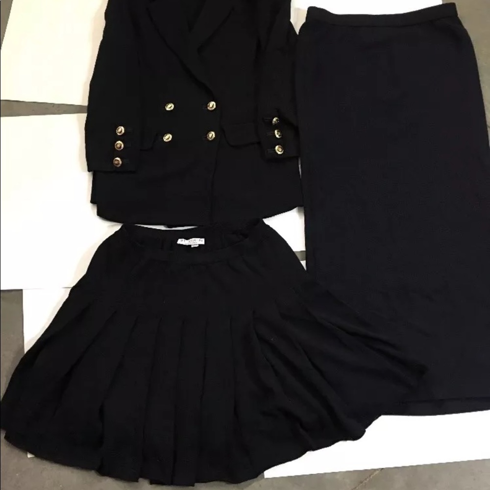 ST JOHN Basics BlazerJacket Skirt+Pleated Skirt